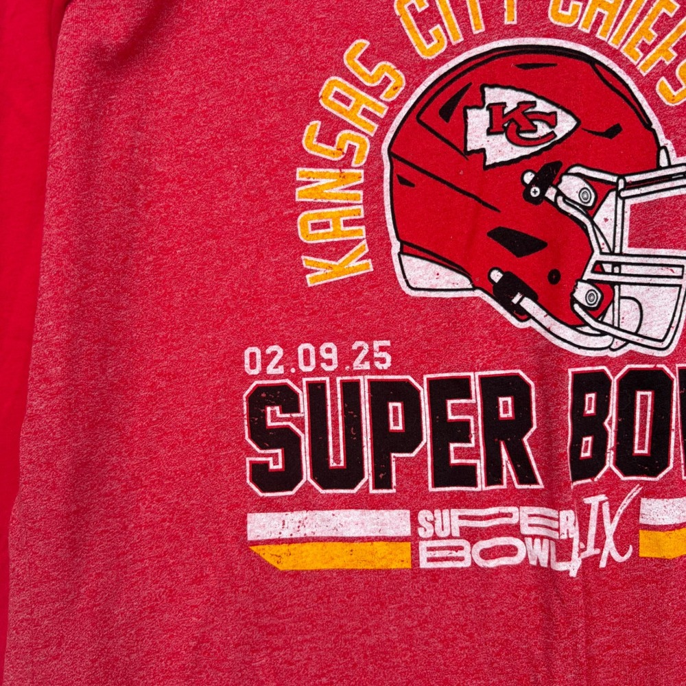 Majestic Kansas City Chiefs Super Bowl LIX Raglan T-Shirt Red Women's 2XL New - Picture 2 of 8